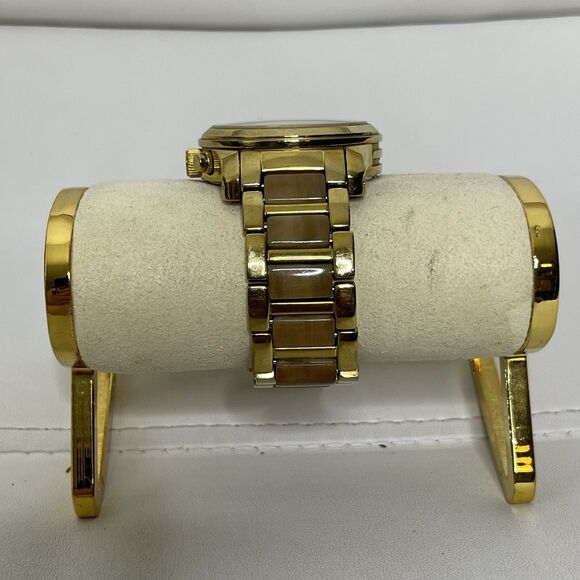 Michael Kors Watch Gold Tortoise Band Chronograph MK5660 Runway Dial Quartz WORK